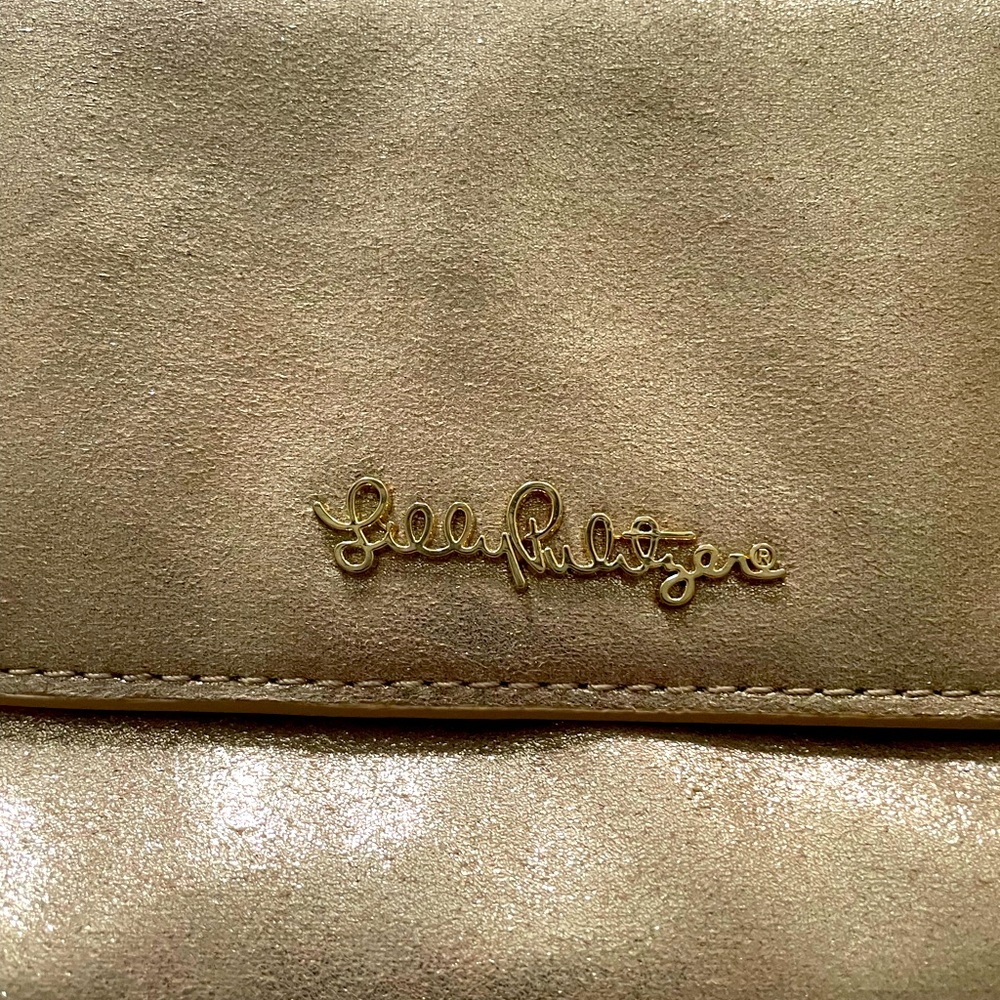 Lilly Pulitzer gold clutch purse